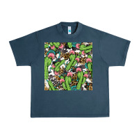 Midnight Navy Western Cactus And Turquoise Gemstone With Leopard And Cowhide Seamles Urban Heavy Tee - BundleAndBundleShop