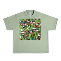 Oil Green Western Cactus And Turquoise Gemstone With Leopard And Cowhide Seamles Urban Heavy Tee - BundleAndBundleShop