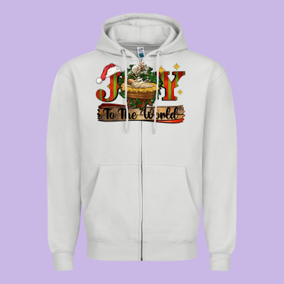 Joy To The World Zipper Hoodie Designed By Cowgirlartshop