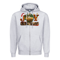 Heather Grey joy to the world Zipper Hoodie - CowGirlArtShop