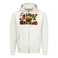Oatmeal Heather joy to the world Zipper Hoodie - CowGirlArtShop