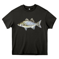 Asphalt White Bass Fish Illustrations Heavy Core Tee - LillyAllenDesigns