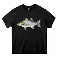 Black White Bass Fish Illustrations Heavy Core Tee - LillyAllenDesigns