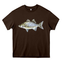 Chocolate Brown White Bass Fish Illustrations Heavy Core Tee - LillyAllenDesigns