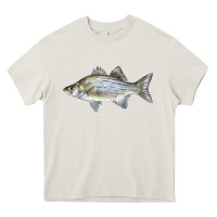 Cream White Bass Fish Illustrations Heavy Core Tee - LillyAllenDesigns