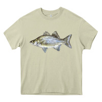 Mossy White Bass Fish Illustrations Heavy Core Tee - LillyAllenDesigns