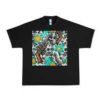 Black Western Gun And Sheriff Stars With Cowhide Seamless Pattern Urban Heavy Tee - BundleAndBundleShop