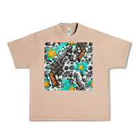 Burro Western Gun And Sheriff Stars With Cowhide Seamless Pattern Urban Heavy Tee - BundleAndBundleShop