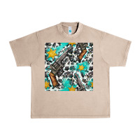 French Oak Western Gun And Sheriff Stars With Cowhide Seamless Pattern Urban Heavy Tee - BundleAndBundleShop