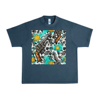 Midnight Navy Western Gun And Sheriff Stars With Cowhide Seamless Pattern Urban Heavy Tee - BundleAndBundleShop