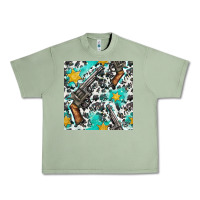 Oil Green Western Gun And Sheriff Stars With Cowhide Seamless Pattern Urban Heavy Tee - BundleAndBundleShop