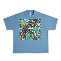 Pebble Blue Western Gun And Sheriff Stars With Cowhide Seamless Pattern Urban Heavy Tee - BundleAndBundleShop