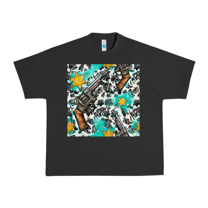 Western Gun And Sheriff Stars With Cowhide Seamless Pattern Urban Heavy Tee by BundleAndBundleShop | Teevron