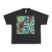 Pigment Black Western Gun And Sheriff Stars With Cowhide Seamless Pattern Urban Heavy Tee - BundleAndBundleShop