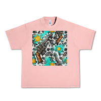 Salmon Western Gun And Sheriff Stars With Cowhide Seamless Pattern Urban Heavy Tee - BundleAndBundleShop