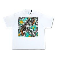 White Western Gun And Sheriff Stars With Cowhide Seamless Pattern Urban Heavy Tee - BundleAndBundleShop