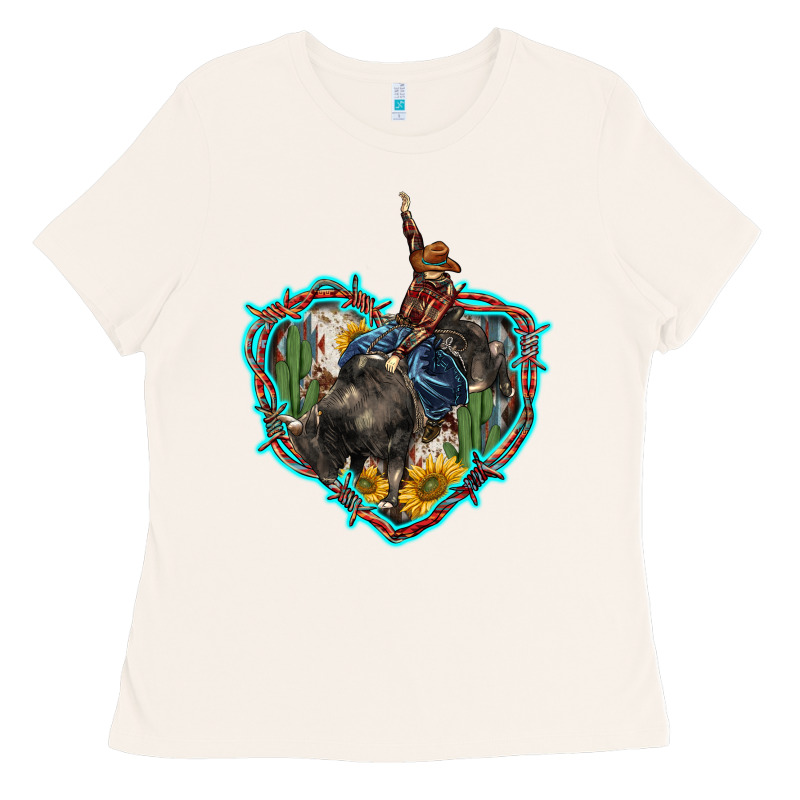 Western Heart Bullfighter  Cactus Sunflower Aztek Pattern Ladies Tee by BarkalooDesign | Teevron