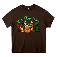 Chocolate Brown it's christmas y'all reindeer Heavy Core Tee - Jasminsmagicworld