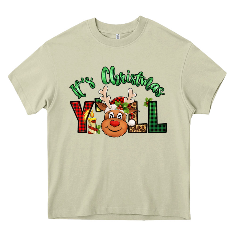 It's Christmas Y'all Reindeer Heavy Core Tee by Jasminsmagicworld | Teevron