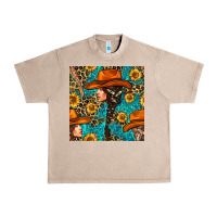 French Oak Western Girl Hair Clasp And Sunflower With Leopard And Glitter Seamles Urban Heavy Tee - BundleAndBundleShop