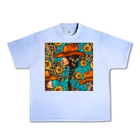 Grape Ice Western Girl Hair Clasp And Sunflower With Leopard And Glitter Seamles Urban Heavy Tee - BundleAndBundleShop