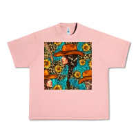 Salmon Western Girl Hair Clasp And Sunflower With Leopard And Glitter Seamles Urban Heavy Tee - BundleAndBundleShop