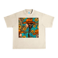 Sandshell Western Girl Hair Clasp And Sunflower With Leopard And Glitter Seamles Urban Heavy Tee - BundleAndBundleShop