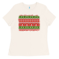 Bone knitted christmas reindeer pine tree background Ladies Tee - Jasminsmagicworld