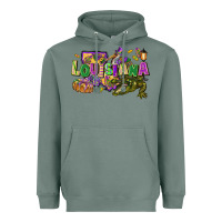Sage Louisiana Mardi Gras Heavyweight Hoodie - FaDigitalArtStudio