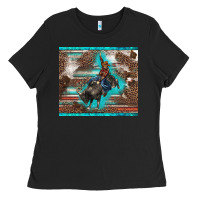 Black western rodeo bullfighter serape leopards turquoise's gliterrs Ladies Tee - BarkalooDesign