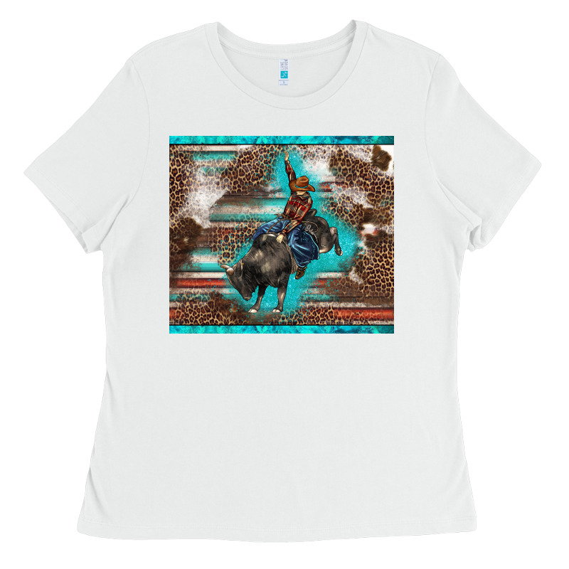 Western Rodeo Bullfighter Serape Leopards Turquoise's Gliterrs Ladies Tee by BarkalooDesign | Teevron