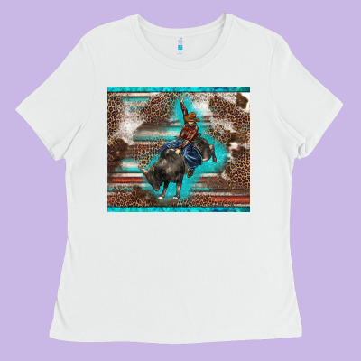 Western Rodeo Bullfighter Serape Leopards Turquoise's Gliterrs Ladies Tee Designed By Barkaloodesign