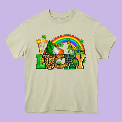 Lucky With St Patricks Elements Heavy Core Tee Designed By Adodesignshop