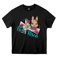 Black he is risen cross rabbit Heavy Core Tee - BarkalooDesign