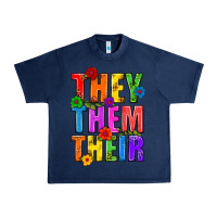 Navy They Them Their Pride LGBTQ Urban Heavy Tee - BundleAndBundleShop