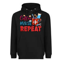 Black Coffee Nurse Repeat Heavyweight Hoodie - FaDigitalArtStudio