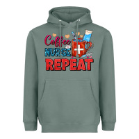 Sage Coffee Nurse Repeat Heavyweight Hoodie - FaDigitalArtStudio