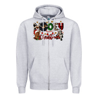 Heather Grey mooey christmas Zipper Hoodie - CowGirlArtShop
