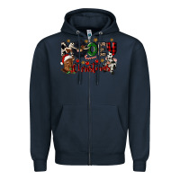 Navy mooey christmas Zipper Hoodie - CowGirlArtShop