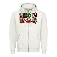 Oatmeal Heather mooey christmas Zipper Hoodie - CowGirlArtShop