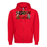 Red mooey christmas Zipper Hoodie - CowGirlArtShop