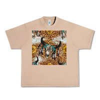 Burro Western Bull Skull And Sunflowers With Leopard Seamless Pattern Urban Heavy Tee - BundleAndBundleShop
