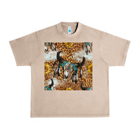 French Oak Western Bull Skull And Sunflowers With Leopard Seamless Pattern Urban Heavy Tee - BundleAndBundleShop