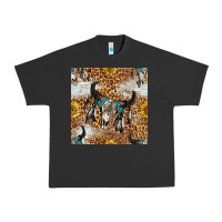 Pigment Black Western Bull Skull And Sunflowers With Leopard Seamless Pattern Urban Heavy Tee - BundleAndBundleShop