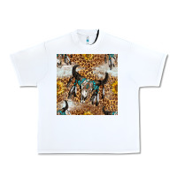 White Western Bull Skull And Sunflowers With Leopard Seamless Pattern Urban Heavy Tee - BundleAndBundleShop