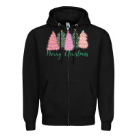 Black merry christmas trees Zipper Hoodie - CowGirlArtShop