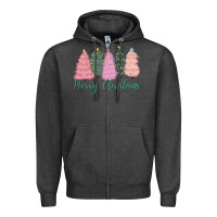 Charcoal Heather merry christmas trees Zipper Hoodie - CowGirlArtShop