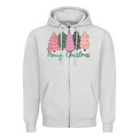 Dove Grey merry christmas trees Zipper Hoodie - CowGirlArtShop