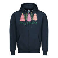 Navy merry christmas trees Zipper Hoodie - CowGirlArtShop