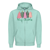 Seafoam merry christmas trees Zipper Hoodie - CowGirlArtShop